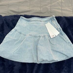 Light Blue Denim Bubble Skirt